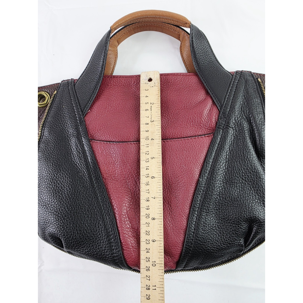 orYANY Lian Satchel Pebble Leather Maroon Black Brwn Colorblock Detachable strap - Picture 3 of 6